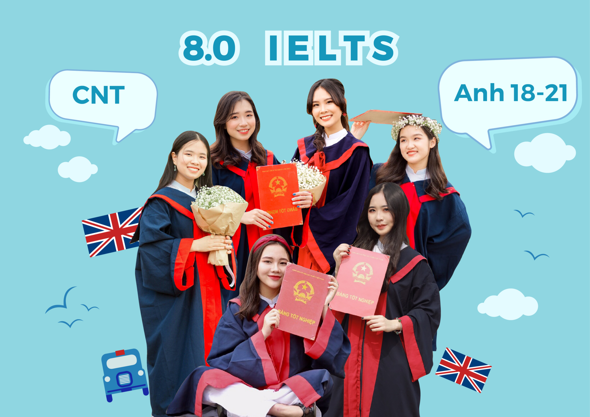 Quá trình chạm tới cột mốc 8.0 IELTS của 6 cô nàng chuyên Anh