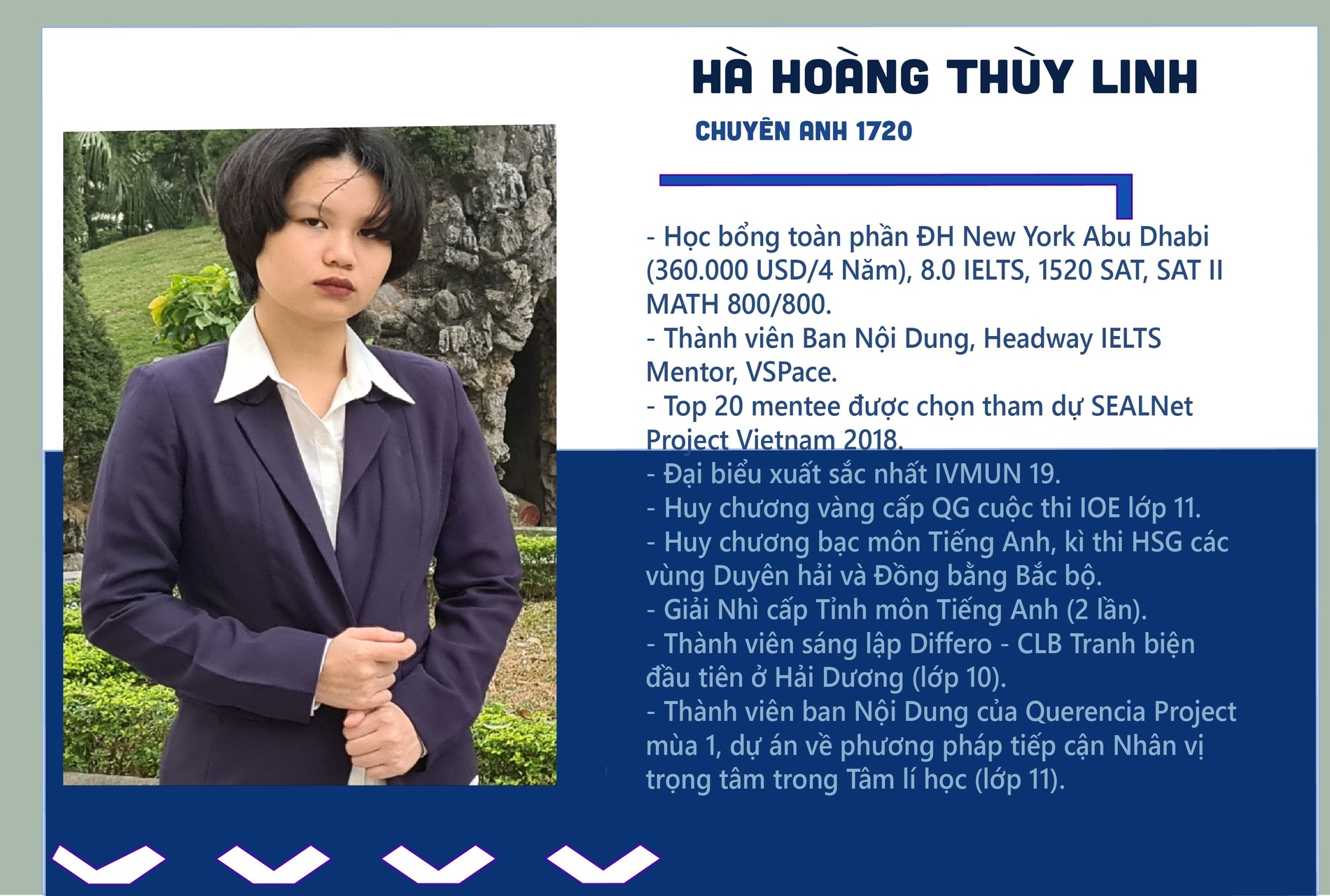 Câu chuyện của cô gái chuyên Anh với IELTS 8.0, 1520/1600 SAT và đạt học bổng toàn phần trị giá 7 tỉ tại đại học New York Abu Dhabi.